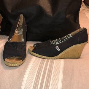 Navy Toms wedges